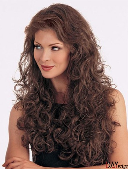 Long Curly Brown No-Fuss Brazilian Remy Hair Half Wigs