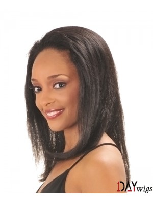 Capless Black Straight Long Indian Remy Real Hair Half Wig