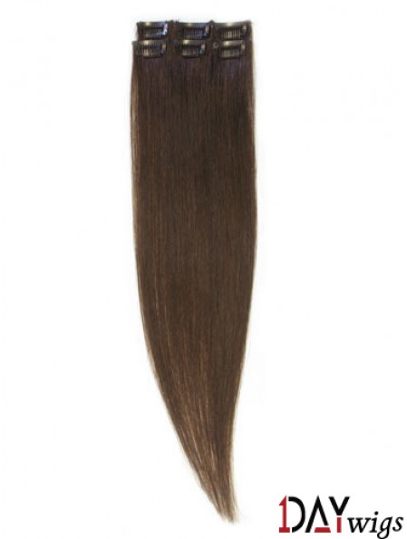 Popular Brown Straight Remy Real Hair Clip In Hair Extensions