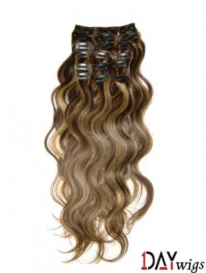 Clip In Hair Extensions With Remy Wavy Style Brown Color