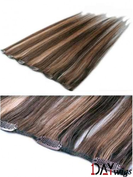 High Quality Brown Straight Remy Real Hair Clip In Hair Extensions