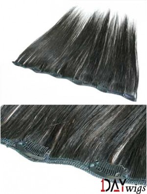 Fabulous Black Straight Remy Real Hair Clip In Hair Extensions