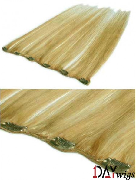 Flexibility Blonde Straight Remy Real Hair Clip In Hair Extensions