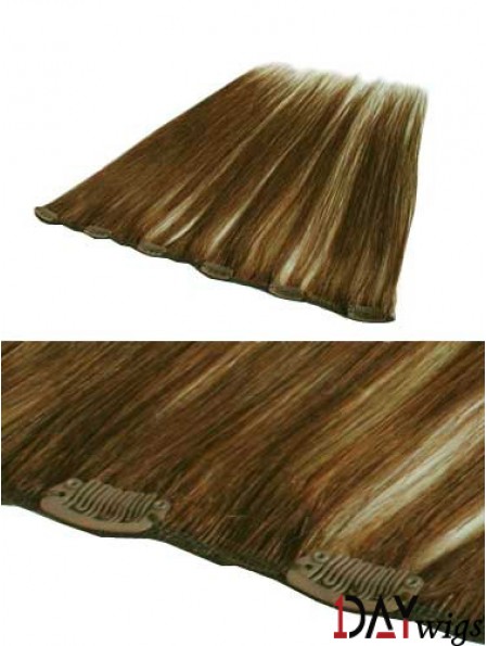 Beautiful Brown Straight Remy Real Hair Clip In Hair Extensions