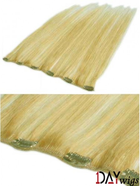 Affordable Blonde Straight Remy Real Hair Clip In Hair Extensions