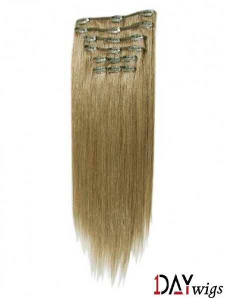 Natural Brown Straight Remy Real Hair Clip In Hair Extensions