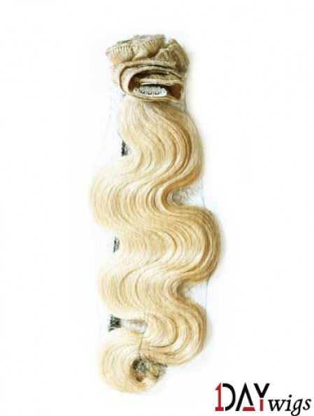 Stylish Blonde Wavy Remy Real Hair Clip In Hair Extensions