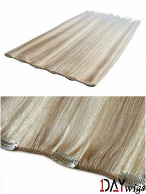 Convenient Blonde Straight Remy Real Hair Clip In Hair Extensions