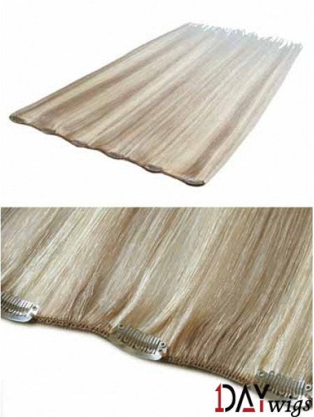 Convenient Blonde Straight Remy Real Hair Clip In Hair Extensions