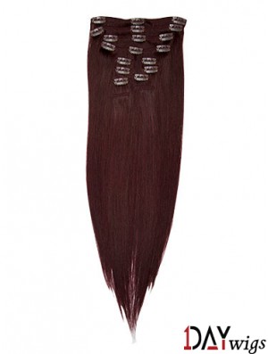 Fashionable Red Straight Remy Real Hair Clip In Hair Extensions