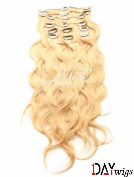 Ideal Blonde Curly Remy Real Hair Clip In Hair Extensions