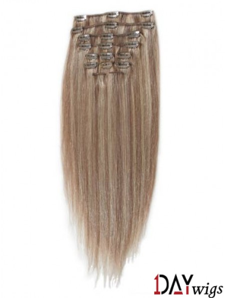 Great Blonde Straight Remy Real Hair Clip In Hair Extensions