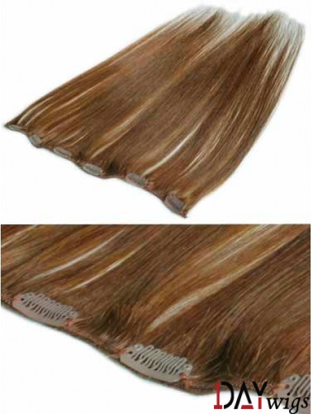 Comfortable Brown Straight Remy Real Hair Clip In Hair Extensions
