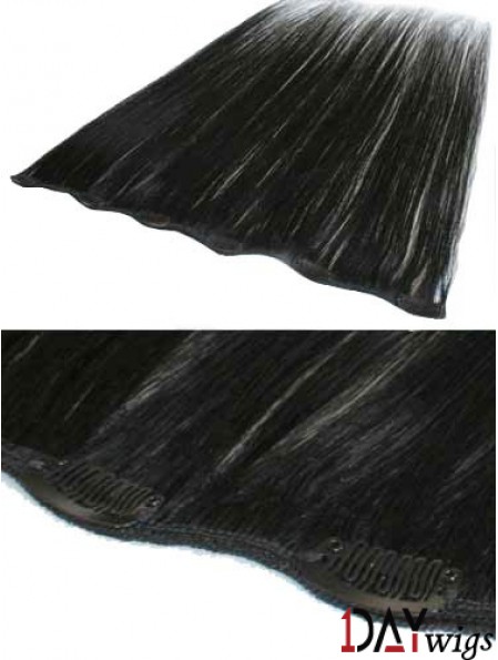 Popular Black Straight Remy Real Hair Clip In Hair Extensions