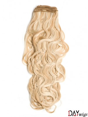 Curly Remy Real Hair Blonde Stylish Weft Extensions