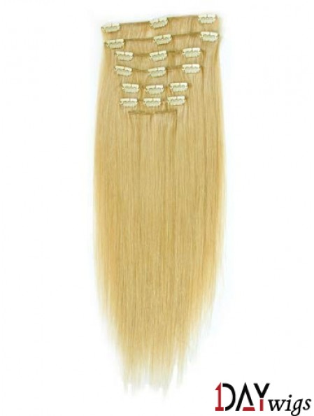 Suitable Blonde Straight Remy Real Hair Clip In Hair Extensions