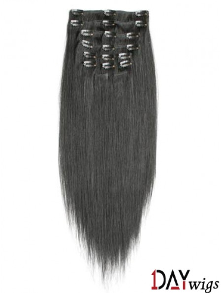 Incredible Black Straight Remy Real Hair Clip In Hair Extensions