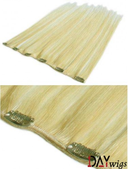 Cheapest Blonde Straight Remy Real Hair Clip In Hair Extensions