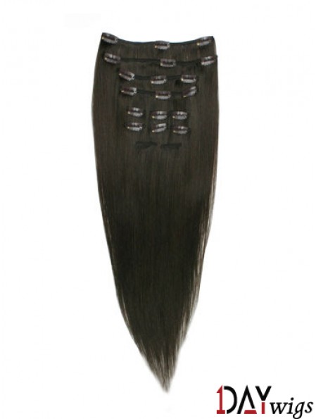 Good Black Straight Remy Real Hair Clip In Hair Extensions