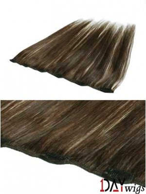 Convenient Brown Straight Remy Real Hair Clip In Hair Extensions