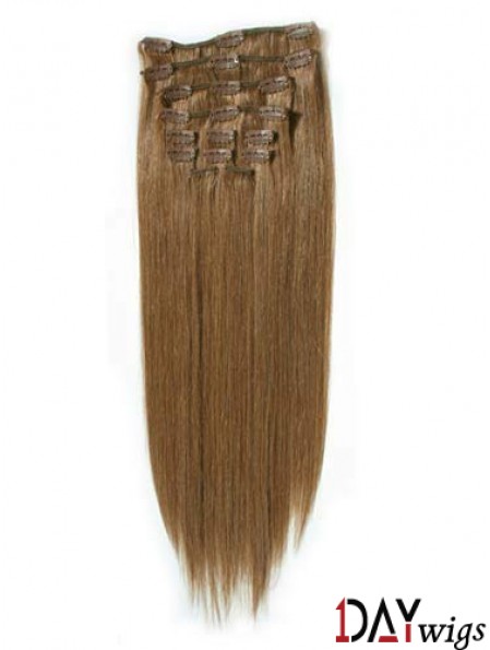 Fashionable Blonde Straight Remy Real Hair Clip In Hair Extensions