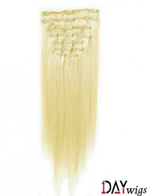 Perfect Blonde Straight Remy Real Hair Clip In Hair Extensions