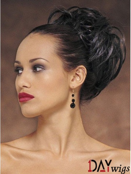 Exquisite Black Wavy Synthetic Clip In Hairpieces