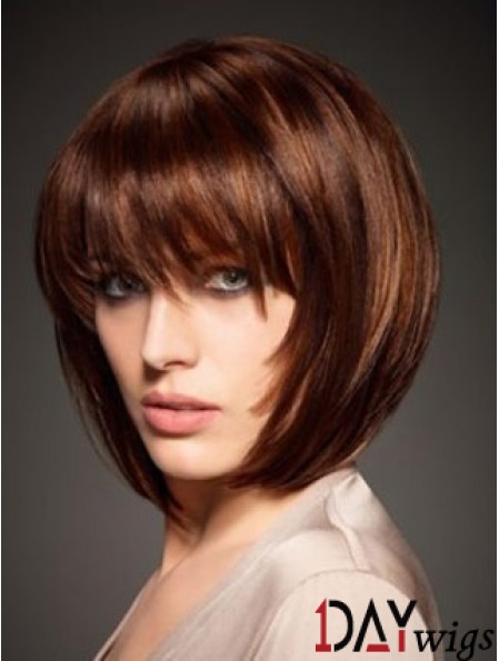 Real Hair Straight Style Chin Length Bobs Cut