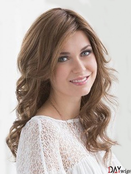 Trendy Brown Long Wavy Layered Real Hair Wigs