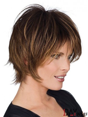 Real Real Hair Wigs With Capless Layered Cut Short Length