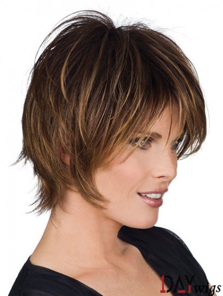 Real Real Hair Wigs With Capless Layered Cut Short Length