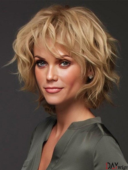 Blonde Layered Curly 12 inch Realhair Wigs