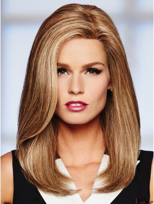 16 inch Long Monofilament Blonde Full Real Hair Wigs