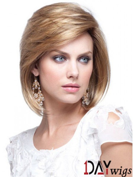 Real Hair Bob Wigs Chin Length Capless Blonde Color Bobs Cut