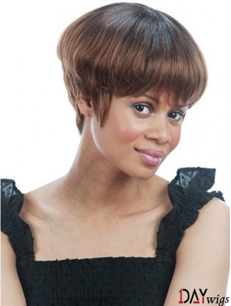 Brown Boycuts Straight 4 inch Real Wigs