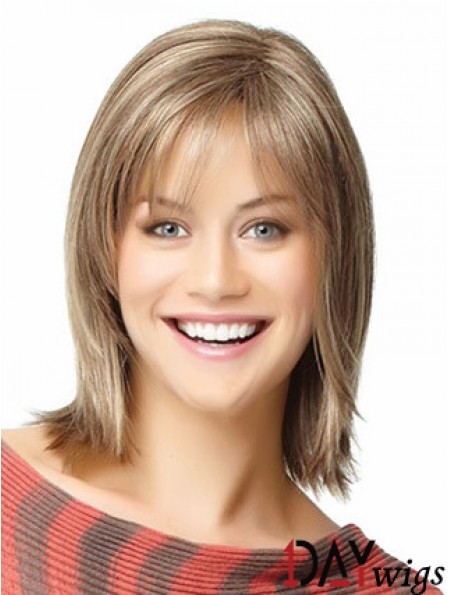 Short Bob Wigs Real Hair Shoulder Length Straight Style With Capless