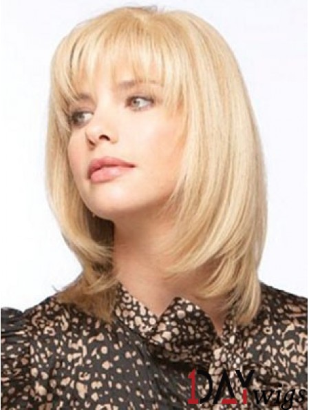 Real Hair Monofilment Wigs With Bangs Monofilament Straight Style