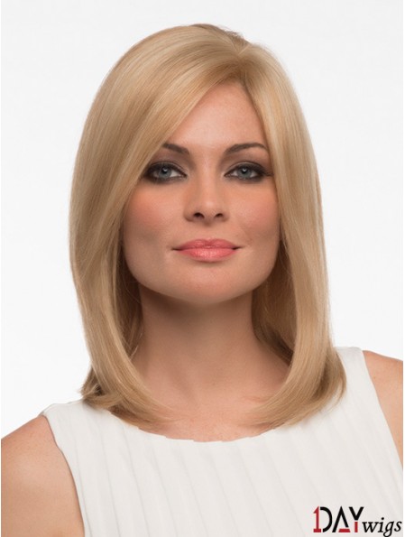 Straight Real Hair Straight Style Shoulder Length Blonde Color