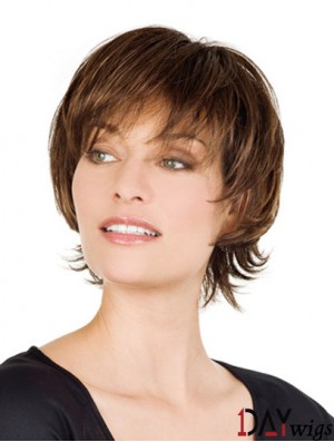 Monofilament Real Hair Wigs Sale Lace With Bangs Front Short Length