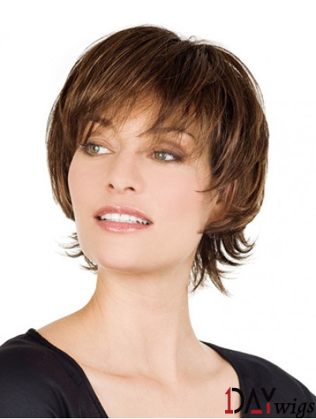 Monofilament Real Hair Wigs Sale Lace With Bangs Front Short Length