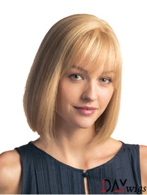 Monofilament Chin Length Blonde Bobs Remy Real Hair Bob Wig