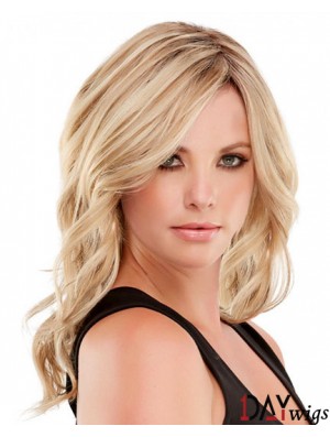 Handsome Human Hair Wavy Style Blonde Color Layered Cut