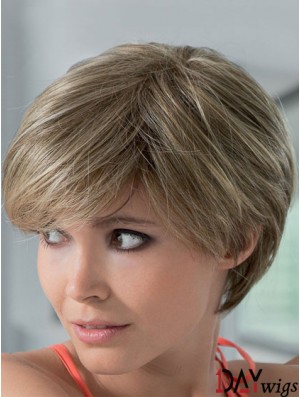 Mono Real Hair Wigs With Lace Front Short Length Boycuts