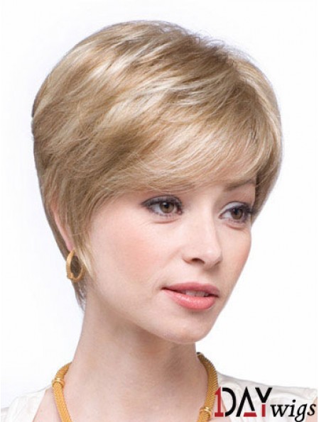 Blonde Real Hair Wigs Blonde Color Straight Style Layered