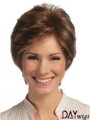 Lace Front Monofilament Real Hair Wigs Short Length Straight Style Boycuts