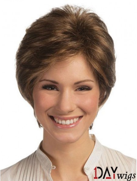 Lace Front Monofilament Real Hair Wigs Short Length Straight Style Boycuts