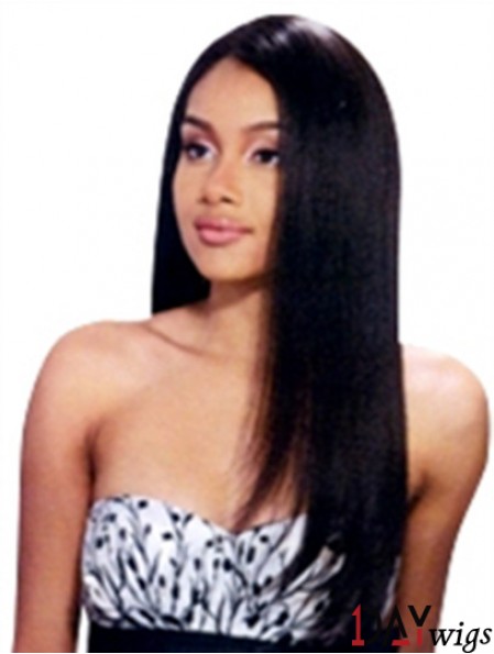 Real Hair Full Lace Wigs True Long Length Black Color