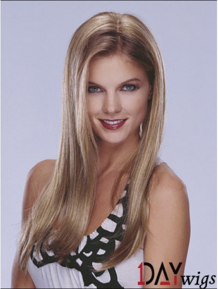 Half Blonde Wig Lace Front Long Length Straight Style