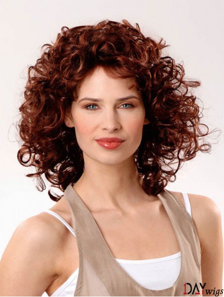 Cheap Real Hair Wigs UK 100% Hand Tied Curly Style Shoulder Length