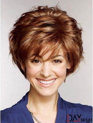 Remy Real Layered Straight Short Auburn Petite Wigs Monofilament